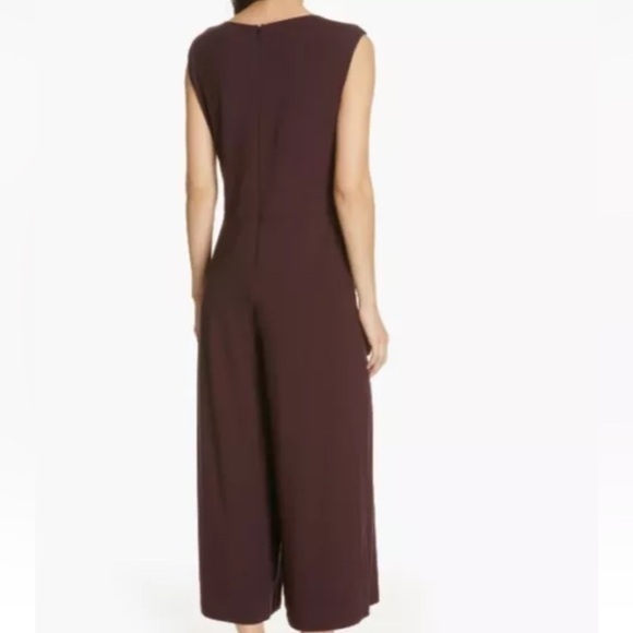 Eileen Fisher 🤎EUC Bateau Neck Jumpsuit Wine color Size M/M Soft Jersey Wide Leg - Picture 2 of 13